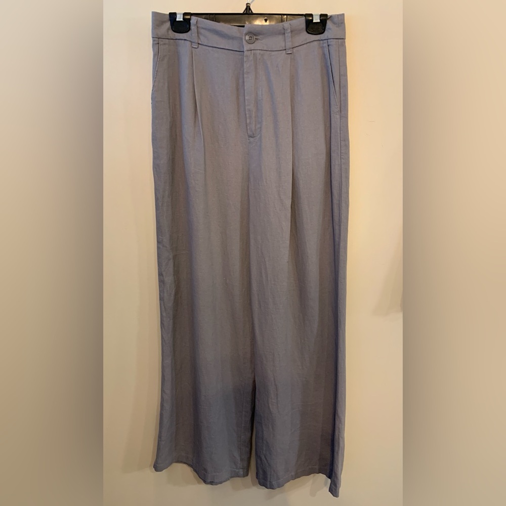 REWASH Linen Mix Gray Wide Leg Dress Pants